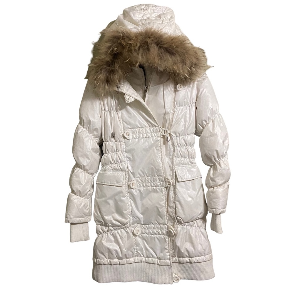 RUDSAK Size Sm White Down Filled Fur Trim Hood